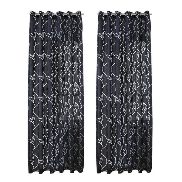

curtain & drapes 2pcs leaf printed fashion single side window screening creative gauze (red, 100x250cm)