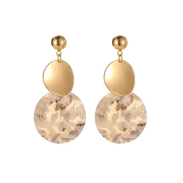 

european and american new creative geometric circular acrylic earrings cold wind retro acrylic floral disc earrings, Silver