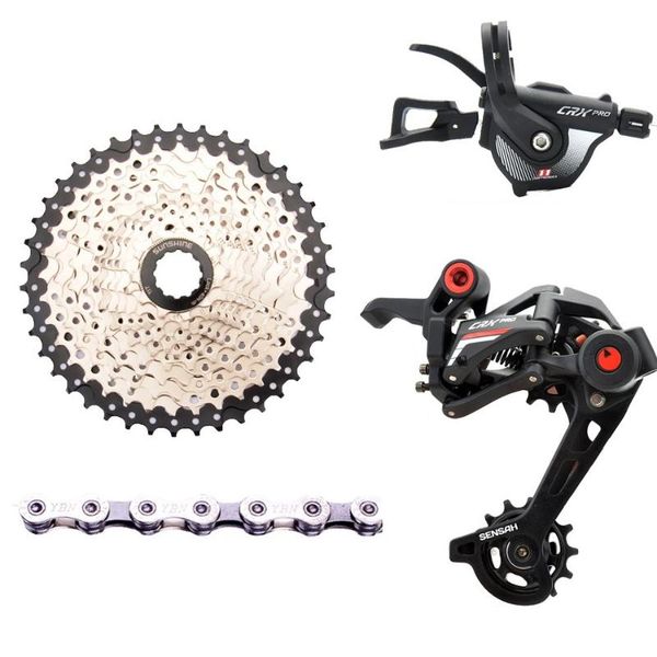 

bike derailleurs sensah crx mtb 11 speed groupset mountain 11-42/46/50t silver cassette shifter rear derailleur x11 chain 4 kits for