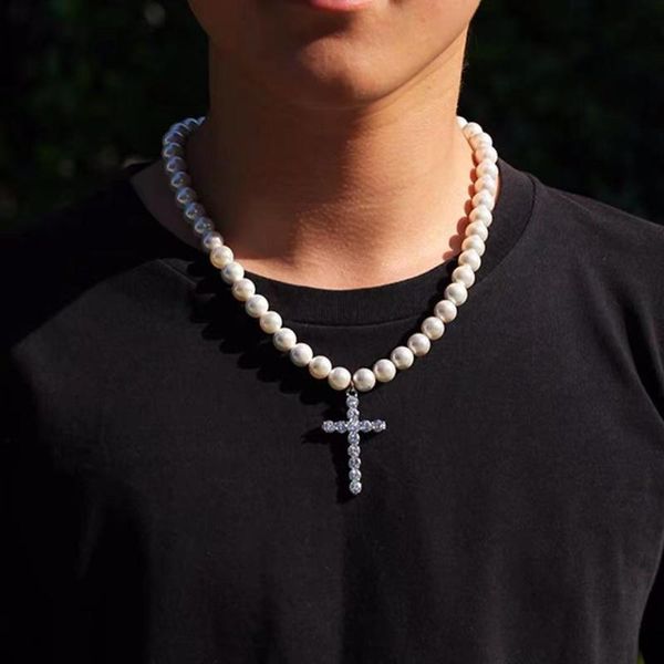 

pendant necklaces classic necklace white beads artificial pearls for men women, Silver