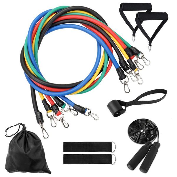 

resistance bands 11pcs set skipping rope workout fintess exercise tube door anchor ankle straps home gym