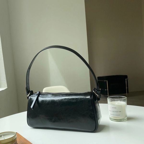 

cowhide horse hair oil waxed leather pillow bag underarm bag