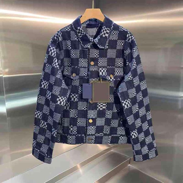

men's jackets outono inverno novo estilo jacquard xadrez denim jaqueta clÃ¡ssico europeu marca de moda masculina feminino casal 8kpo, Black;brown