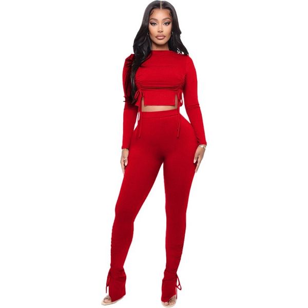 

2 piece of knitted or crocheted thin training for women sweater and pants fashion clothes autumn streetwear joint naa7, Gray