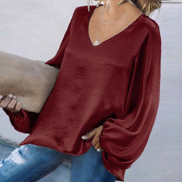

2021 new women spring v neck sleeve pullover female autumn ladies t-shirt vrft, White