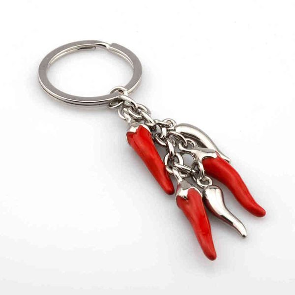 

keychains red pepper shaped 3d key ring, creative cloth bag, Silver