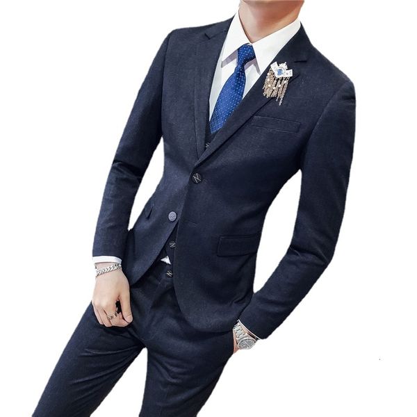 

men's suits & blazers formal , three piece set, suitable for party, performance, stage, groom, jacket, vest and solid pants, White;black