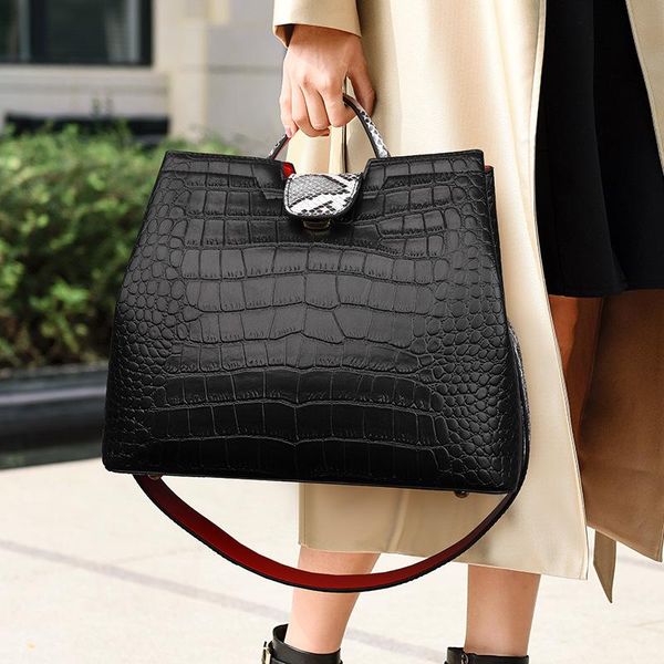 

evening bags tote for women 2021 fashion crocodile pattern handbag wild lady single shoulder messenger bag quality