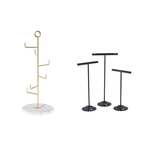 

jewelry pouches, bags 1 pcs rack storage & 3 portable earring display stand black, Pink;blue