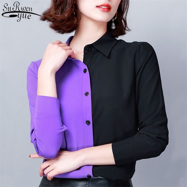 

2021 autumn fashion women shirts casual spliced women clothing ol plus size long sleeve leopard women blouses 210302, White