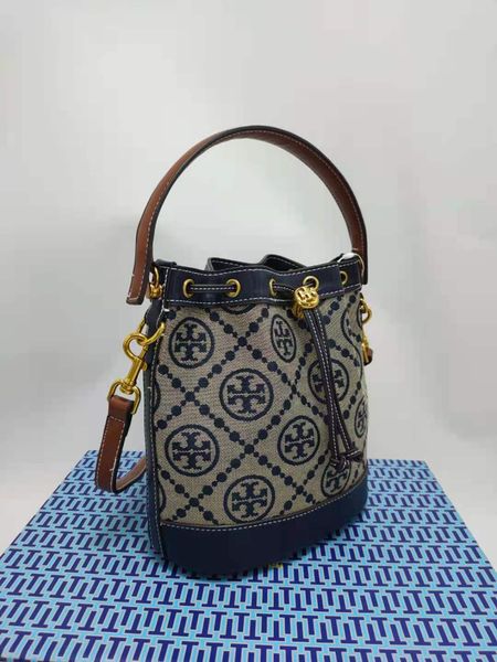 

designer new drawstring bucket jacquard canvas printed single shoulder diagonal straddle hand tote women's bag handbags outlet