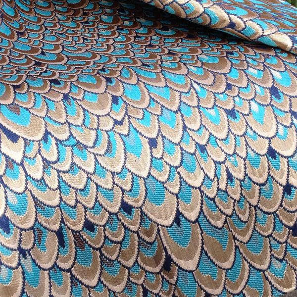 Afrikanischer glänzender Pfau-Jacquard-Brokatstoff für Kleider, DIY-Hochzeitsmaskenbekleidung, Nähen, Tischdeckenstoffe 210702