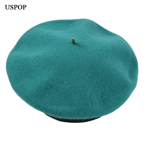 

2021 new women berets beret winter hats female thick warm solid color wool hat s83f, Blue;gray