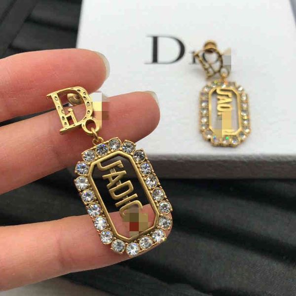 

70% off trend new diamond tassel female net red fashion letter earrings, Golden