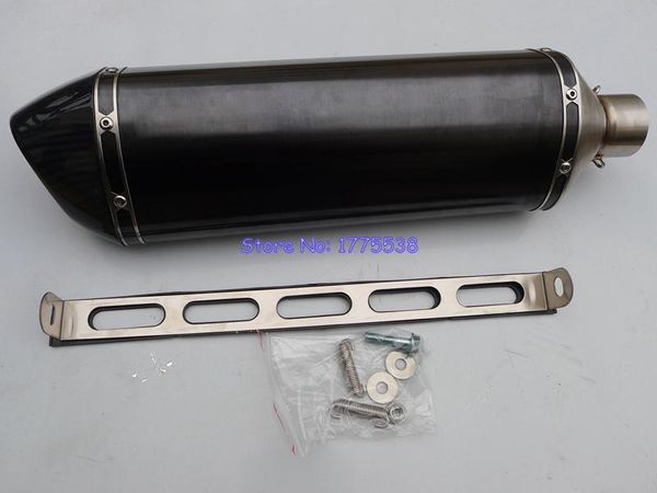 

motorcycle exhaust system id:51mm/54mm/57mm/61mm/63mm/65mm motorbike muffler pipe escape damper baffle with carbon fiber tip