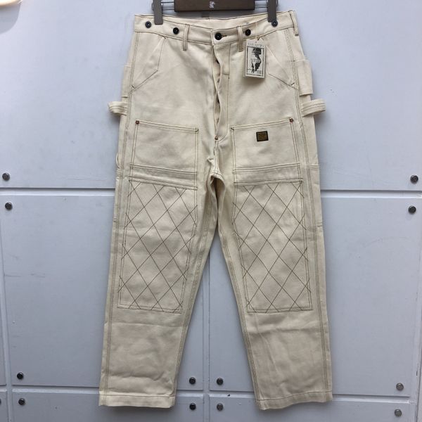 

2021 new heavy fabric canvas multi-pocket cargo men women multi-line kapital trousers black apricot pants 75os