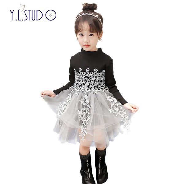 

girl's dresses toddler girl winter dress with fleece mesh knitted warm tutu children's clothing long sleeves kids girls princess, Red;yellow