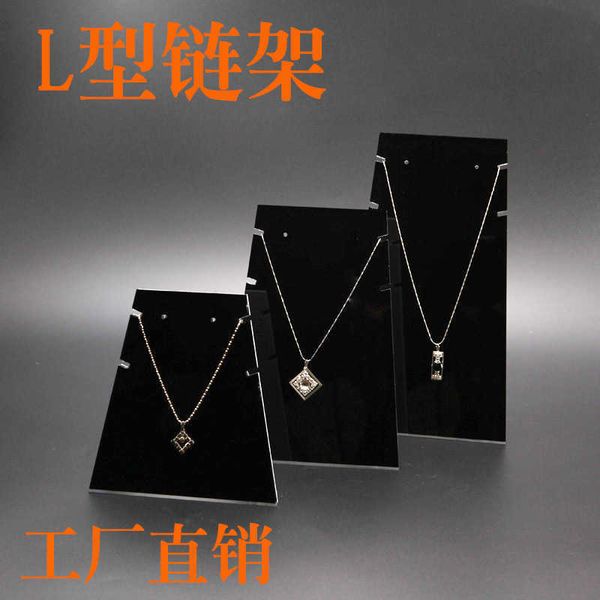 

trapezoidal pendant, creative props, jewelry, li pai acrylic necklace display stand, l-shaped chain stand, Silver
