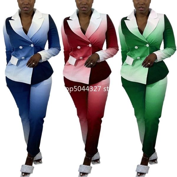 

ethnic clothing african women set tie dye long sleeve blazer jacket pants suits office lady elegant 2 piece business outfits africa, Red