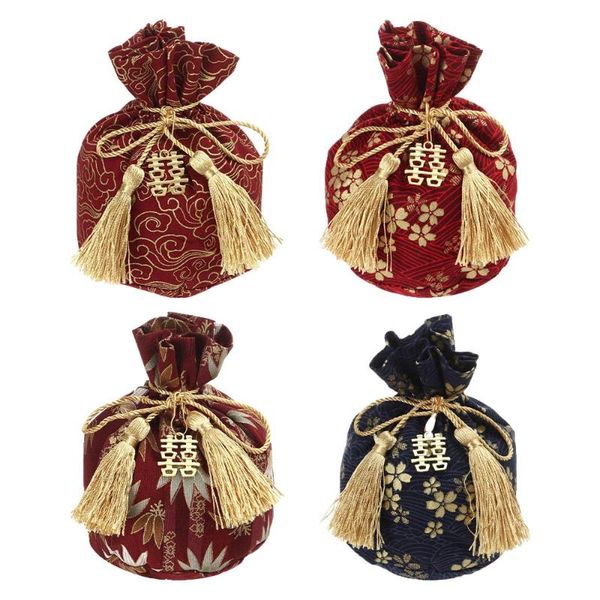 

gift wrap dust protect tassel bag portable wedding party drawstring pocket candy pouches bags