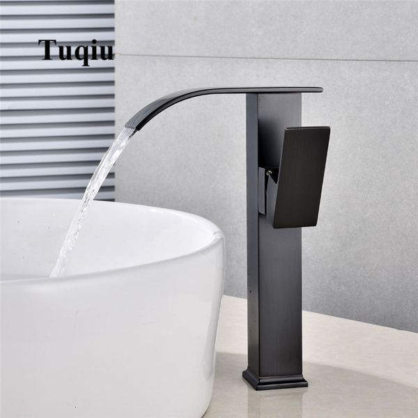 

2021 new basin cold waterfall black oil brushed/chrome bathroom deck mounted sink faucet lavatory tap sgwn