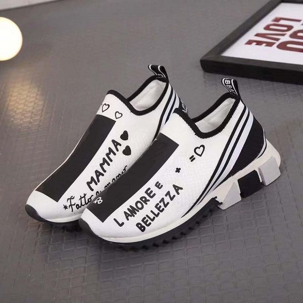 

2021 mens womens luxury designer shoes sneakers upper rubber sole stretch knitted fabric platform casual shoe size35-45 with box, Black