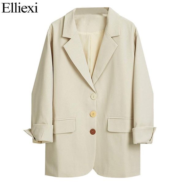 

women's suits & blazers elliexi single button blazer jacket women long sleeve black 2021 autumn elegant office suit casual outerwear, White;black