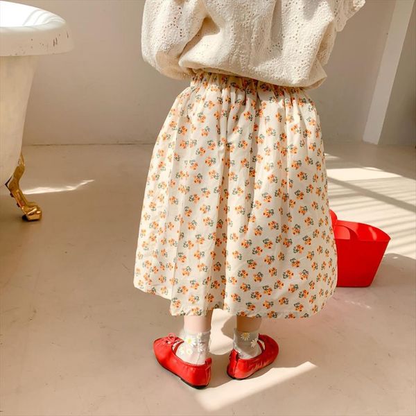 

spring floral printed baby girls women skirt pockets korean style kids clothes toddlers children sweet, Blue