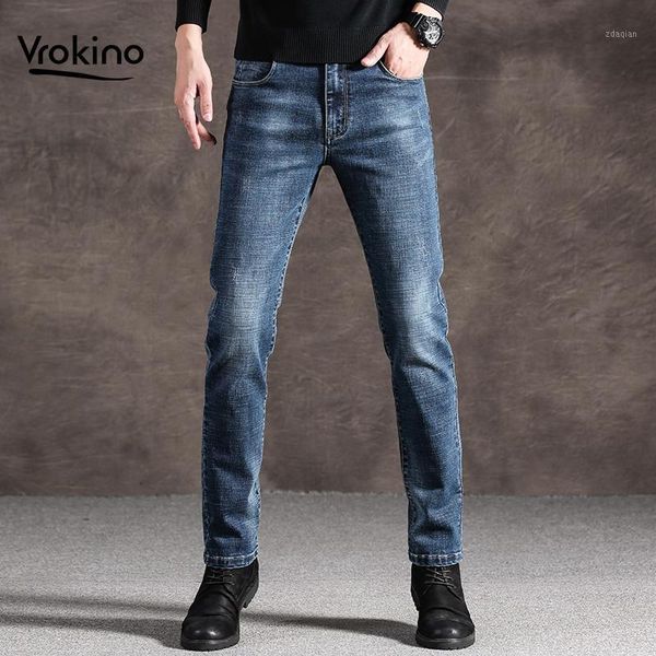 

men's jeans fashion classic elastic slim casual pants 28-40 3 styles, Blue