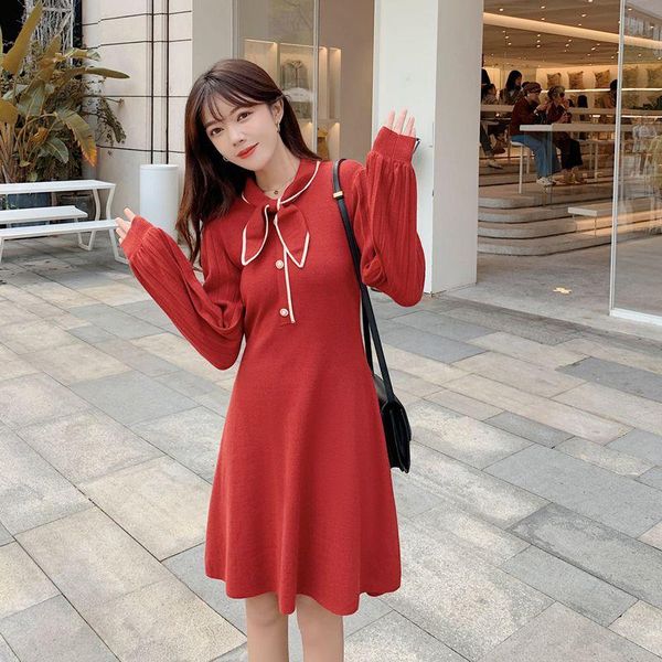 

casual dresses coigarsam knitting women dress solid high waist khaki red black 2345, Black;gray