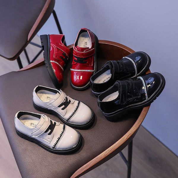 

girls' leather shoes spring little princess platform performance single shoes british style black princess loafers 210713, Black;red