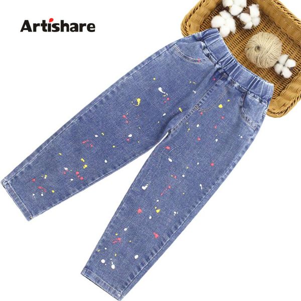 

jeans for girl colorful dot children's spring autumn kid's teenage clothes, Blue