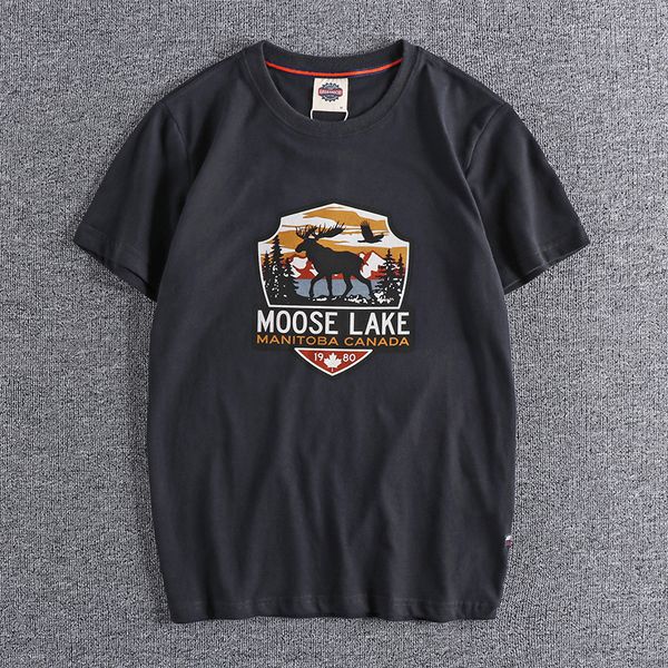 

2021 summer european and american deer printed round neck short sleeve t-shirt for men simple designer shirt 0826 ce9y, White;black