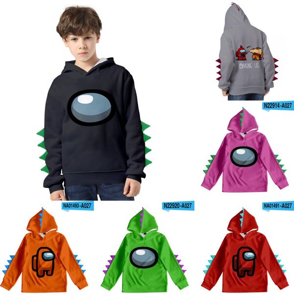 

among us pullover hoodies cartoon sweater boys hoodie kids baby coats jackets hoody children's clothes dinosaur plush hats h251mvl, Black