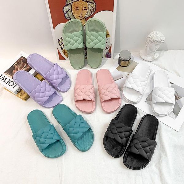 

slippers soft bottom step stool feeling flat women fashion simple summer family shoes bathroom bath non-slip outside, Black