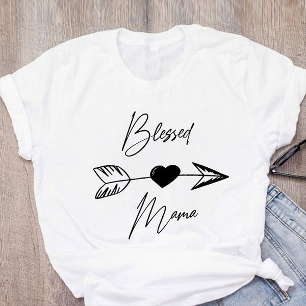 

blessed mama letters printed leisure women t shirt simple white round neck short sleeve fashion summer