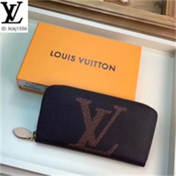 

compact brand leather designer evening luxury chain frrt clutches m60017 real printed long canvas wallets zipper purse coin purse men key ca, Red;black