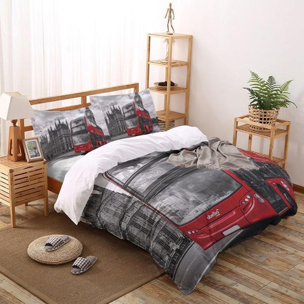 

2/3/4pcs bedding set london street red bus big ben duvet cover creative comforter bed cover set housse de couette bedclothes