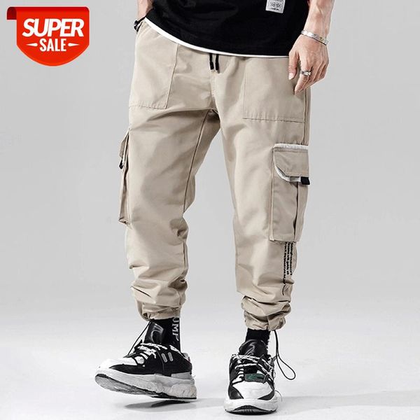 

new color patchwork printed letter big pockets fashion men's jogger trousers autumn casual male cargo style pants streetwear #uw4g, Black