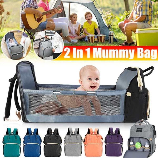 

diaper bags multifunction folding crib design mummy bag waterproof fabric nappy backpack changing pad hooks for maternity