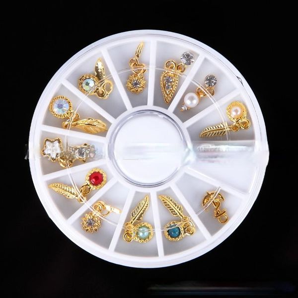 

nail polish fashion beautiful decoration alloy jewelry wholesale disc accessories tassel pendant leaf feather turntable