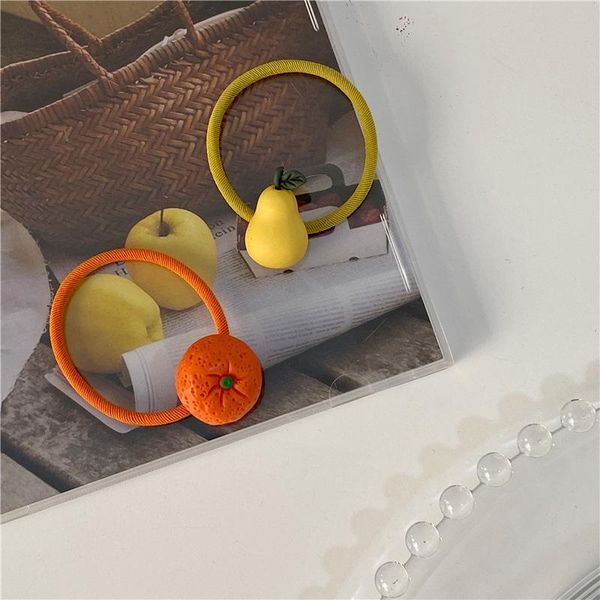 

hair accessories 1pc summer fruit season lovely color children small circle pineapple fruits vegetables rope headwear, Slivery;white