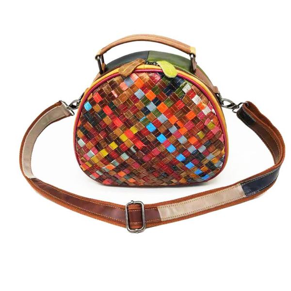 

new 2021 female bag messenger portable woven leather kdebv