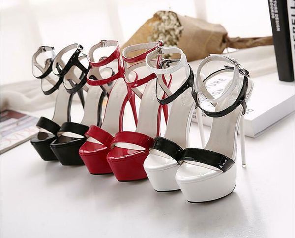 

sandals women strappy high heel stilettos party ladies platform shoes size, Black
