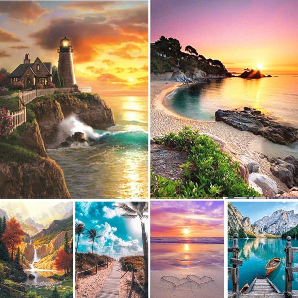 

diamond painting 5d diy landscape sunset seascape rhinestone embroidery picture mosaic decoration handmade show