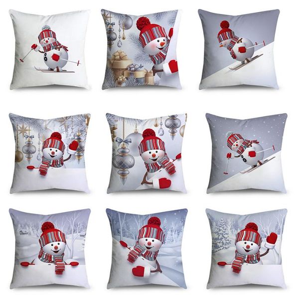 

cushion/decorative pillow christmas case home decor for bed sofa cushion covers polyester snowman printing decorative 45*45