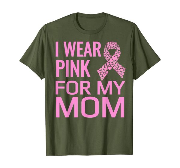 

i wear pink ribbon for my mom mens women's awareness t shirt, White;black