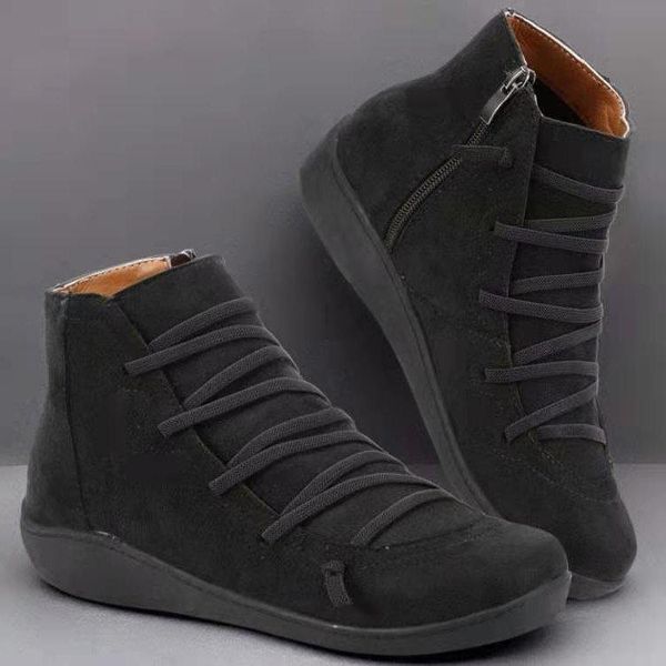 

boots high large women's work wear shoes suede 2021 versatile short, Black