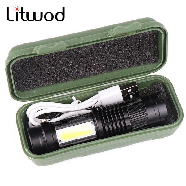 

flashlights torches super bright xp-g q5 built-in battery usb rechargeable cob led variable zoom waterproof tactical bulb