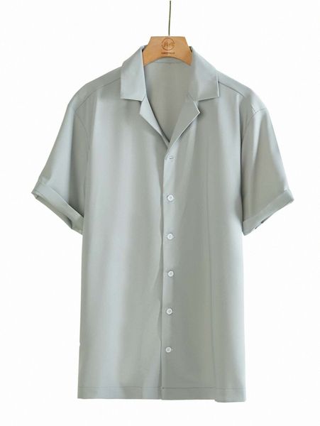 

men lapel neck button up shirt x4de#, White;black